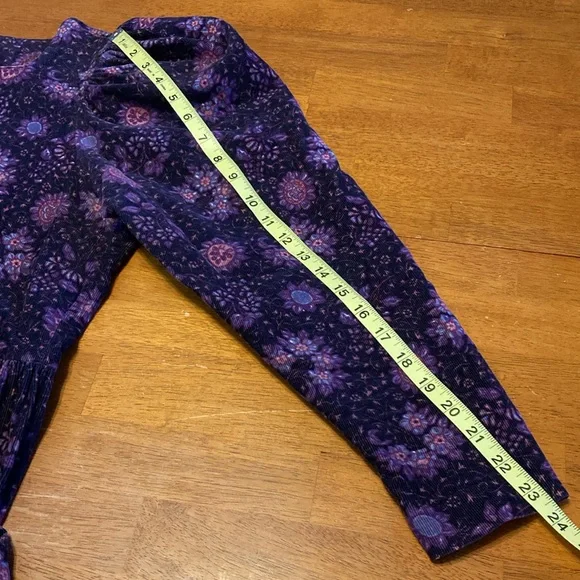Vintage Laura Ashley Womens Size 10 Purple Floral Pinwale Cordurory Modest Dress - Picture 11 of 12